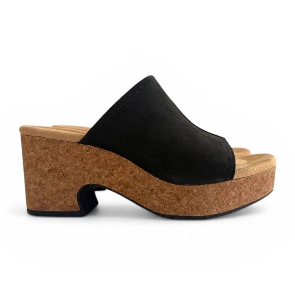 Clarks Collection Women's Nerisa Vine Wedge Black Sandals, NEW! Size 8